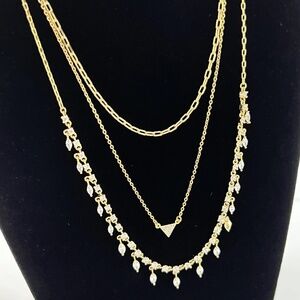 Women's Nordstrom Layered Cubic Zirconia & Chain Collar Necklace new